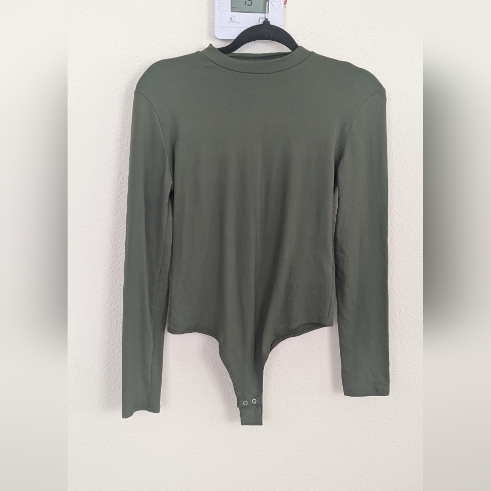 Women's Long-Sleeve Olive Green Bodysuit